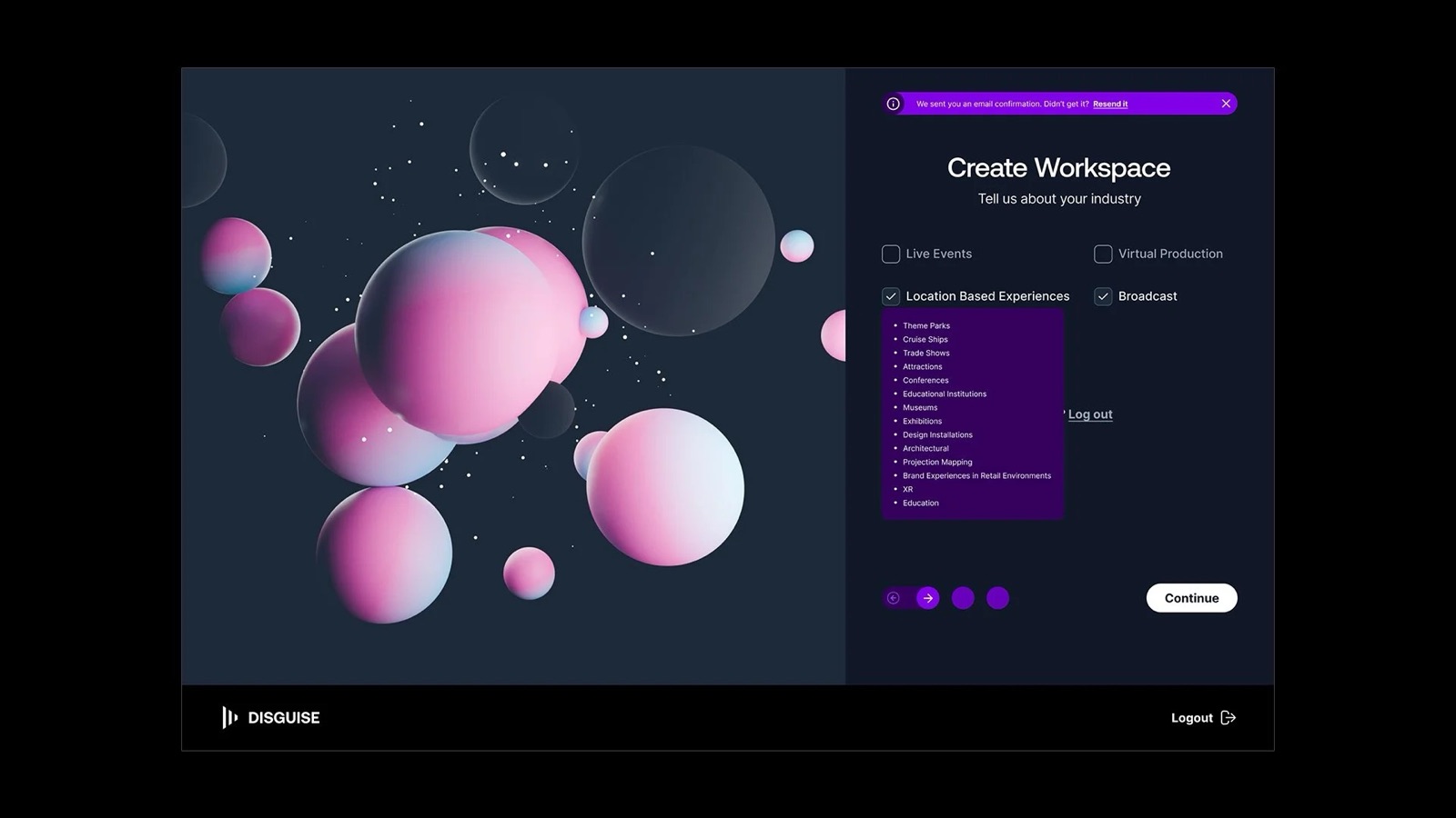 Create workspace step collecting role and vertical