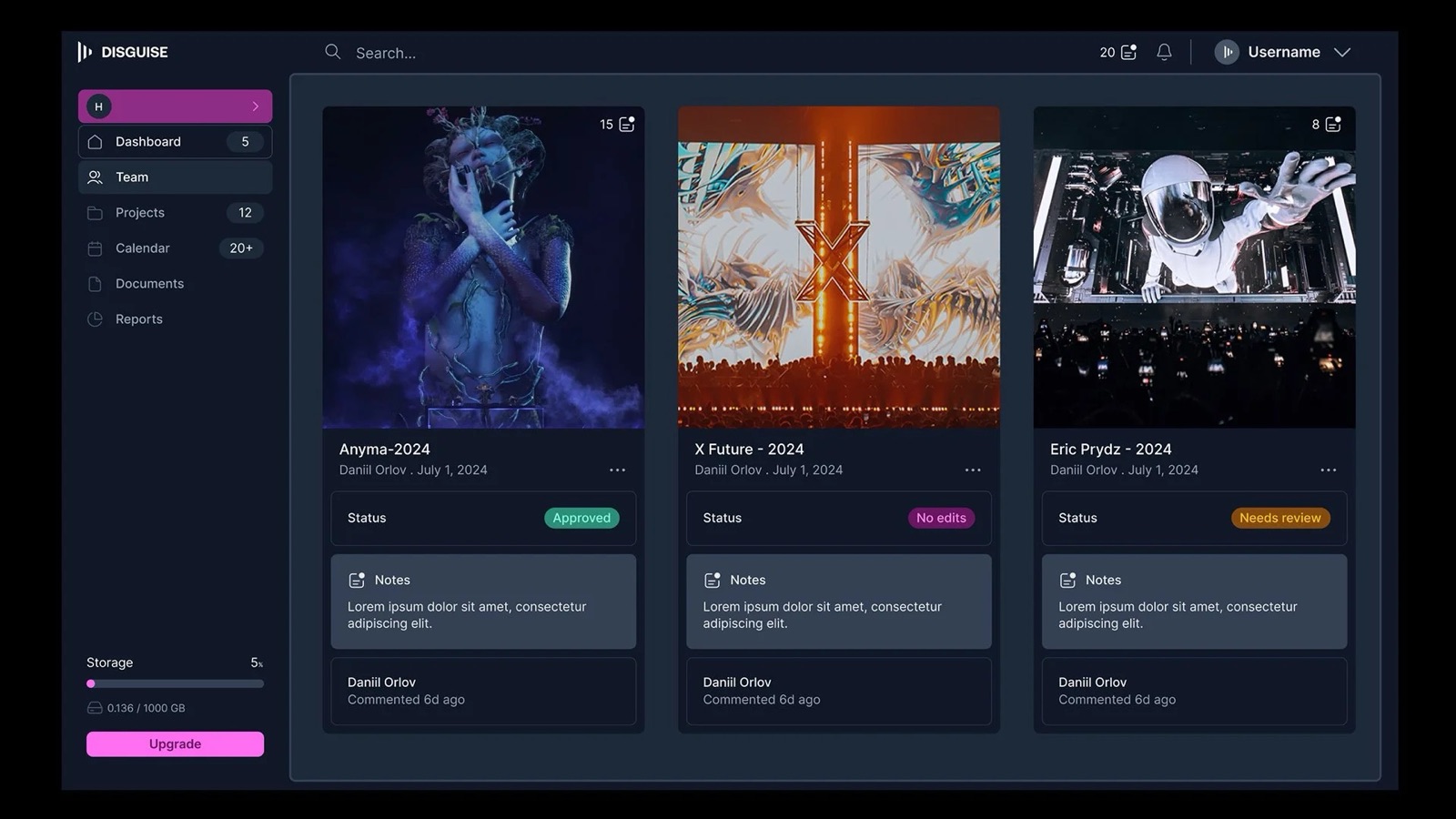 Drive embedded in Space: asset review with versions and comments