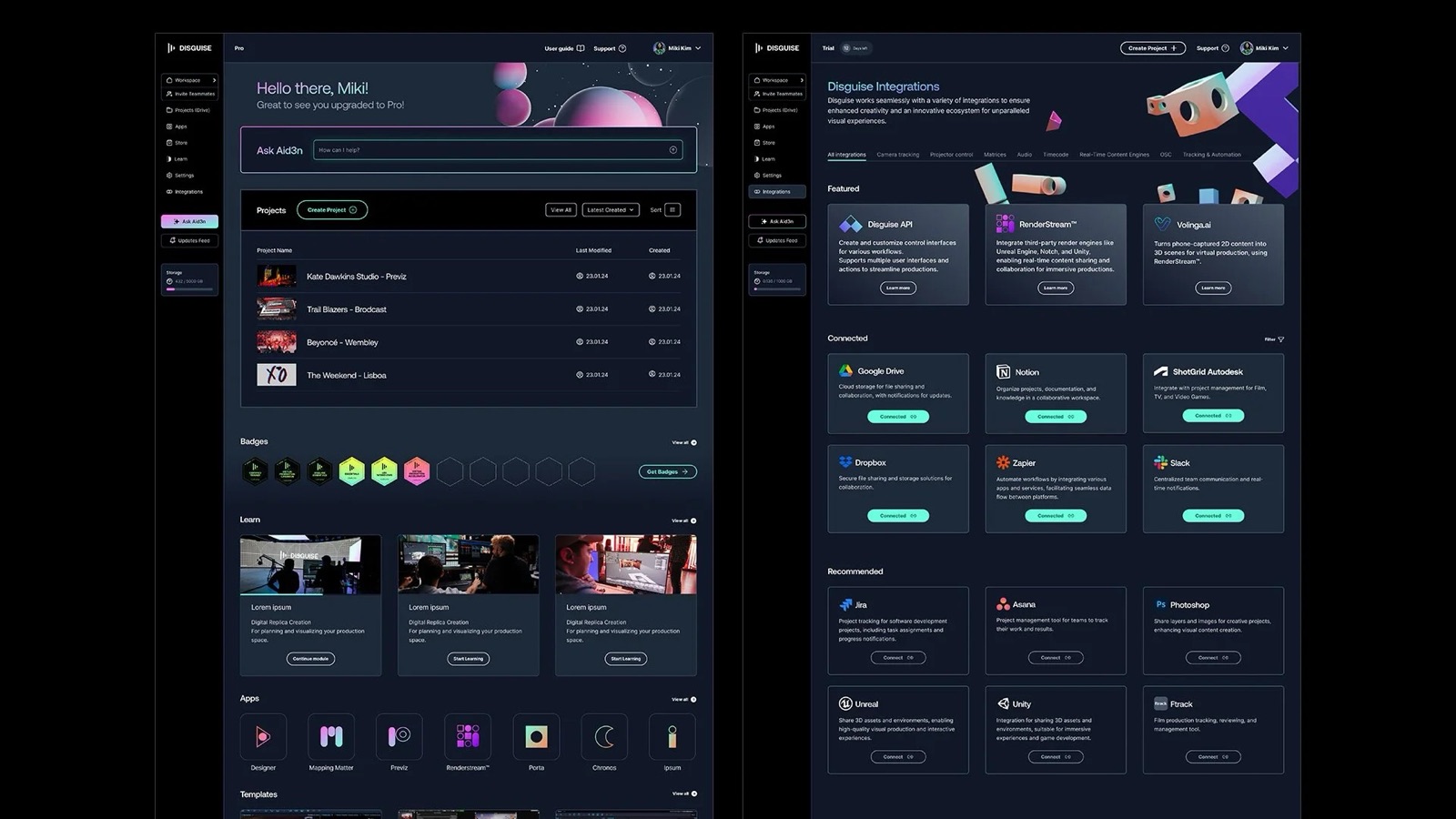 Designer product pages with integrations and release notes