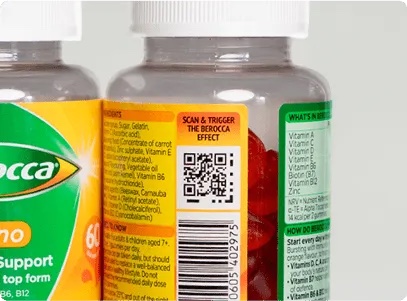 Berocca pack with an Accessible QR code